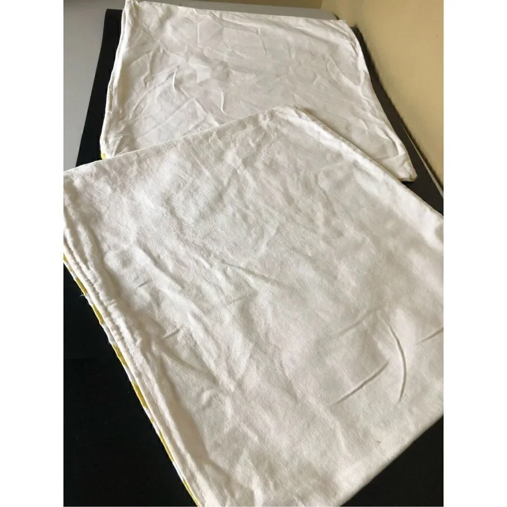 Throw Pillow Cover Sham Case   18”x 18” Yellow & White